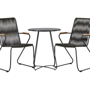 Bacong tuinmeubelset tafel, 2 stoelen?zwart.