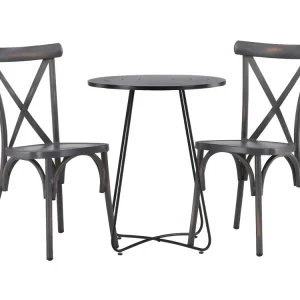 Bacong tuinmeubelset tafel, 2 stoelen?zwart,donkergrijs.