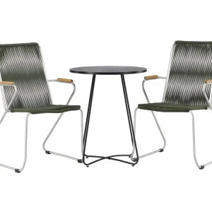 Bacong tuinmeubelset tafel, 2 stoelen?zwart,groen.