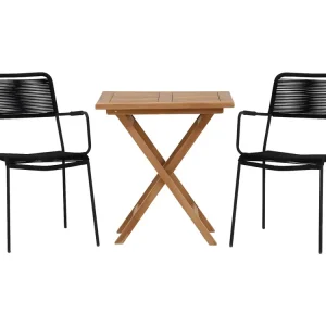 Kenya tuinmeubelset tafel, 2 stoelen?naturel,zwart.