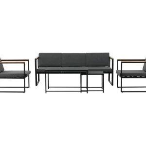 Dakar tuinmeubelset 5 delen zwart, donkergrijs.
