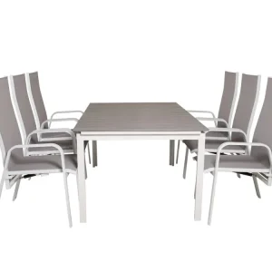 Levels tuinmeubelset tafel 100x160/240cm en 6 stoel Copacabana wit, grijs.