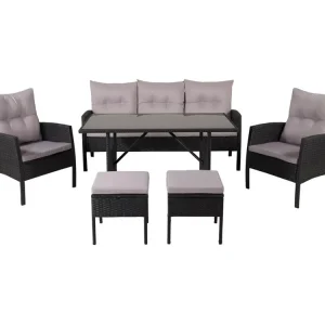 Knock tuinmeubelset 6 delen zwart, grijs.