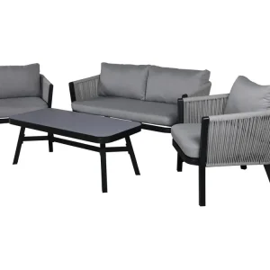 Virya tuinmeubelset 4 delen zwart, grijs.