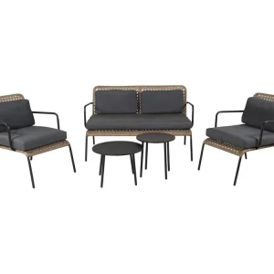 Paola tuinmeubelset 5 delen zwart, grijs, naturel.