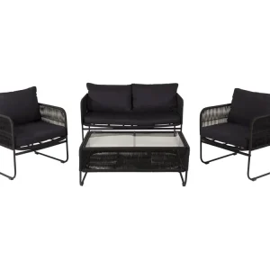 Utah tuinmeubelset 4 delen zwart.