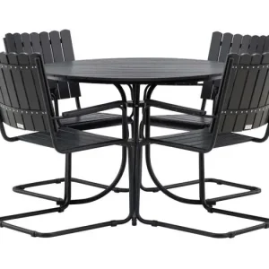 Holmsund tuinmeubelset tafel ?100cm zwart, 4 stoelen zwart.