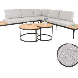 Tuinset MCW-H54c,lichtbruin, kussens lichtgrijs