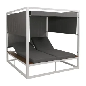 Lounge-tuinset MCW-M63b,wit kussen grijs