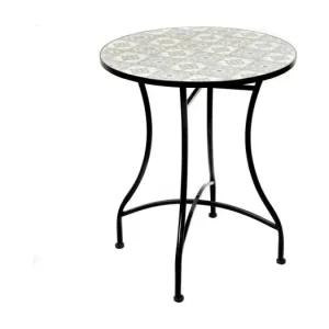 Ronde bistro tuintafel - Decoratieve moza?ek - Zwart metaal - ?60xH71 cm