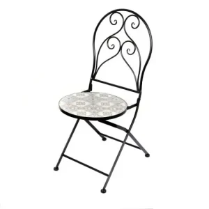 Set van 2 inklapbare bistro tuinstoelen ?C Decoratieve moza?ek ?C Zwart metaal ?C 30x50x93 cm