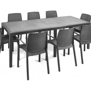 Roma buitentafel, Uitschuifbare rechthoekige eettafel, Uitschuifbare tuintafel met rotaneffect, 100% Made in Italy, 150x90h72 cm, Antraciet