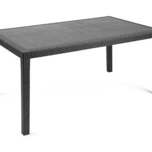 Dfelic buitentafel, Vaste rechthoekige tafel, Multifunctionele tuintafel met rotaneffect, 100% Made in Italy, 138x78h72 cm, Antraciet