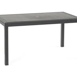 Debueh buitentafel, rechthoekige tuintafel, multifunctionele tuintafel met rotaneffect, 100% gemaakt in Itali?, 150x90h74 cm, antraciet