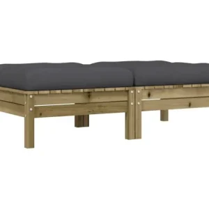 SparksTuinvoetenbanken met kussens 2 st ge?mpregneerd grenenhout