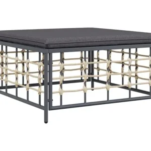 TorliTuinvoetenbank met donkergrijs kussen poly rattan