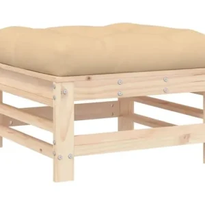 LivanTuinvoetenbank met kussen massief grenenhout