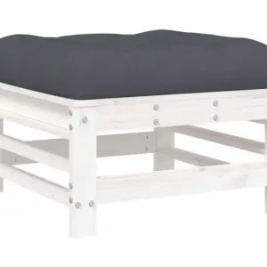 LivanTuinvoetenbank met kussen massief grenenhout wit