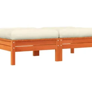 SparksTuinvoetenbanken met kussens 2 st massief grenenhout wasbruin