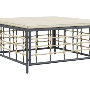 TorliTuinvoetenbank met beige kussen poly rattan