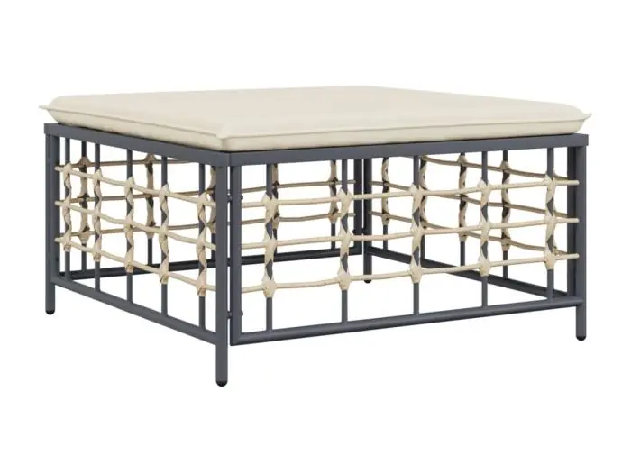 TorliTuinvoetenbank met beige kussen poly rattan