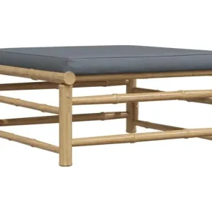 ArindaVoetenbank met donkergrijs kussen bamboe