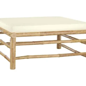 ArindaVoetenbank met cr??mewit kussen bamboe