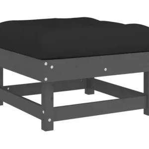 TiborTuinvoetenbank met kussen massief grenenhout grijs