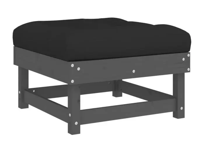 TiborTuinvoetenbank met kussen massief grenenhout grijs