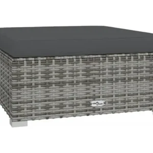 Layla HopeTuinvoetenbank met kussen 70x70x30 cm poly rattan grijs