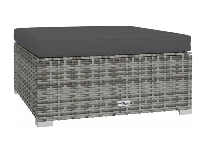 Layla HopeTuinvoetenbank met kussen 70x70x30 cm poly rattan grijs