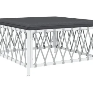 XilmarTuinvoetenbank met kussens geweven stof wit