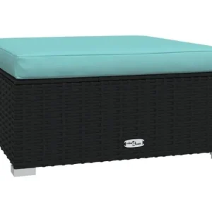 Layla HopeTuinvoetenbank met kussen 70x70x30 cm poly rattan zwart