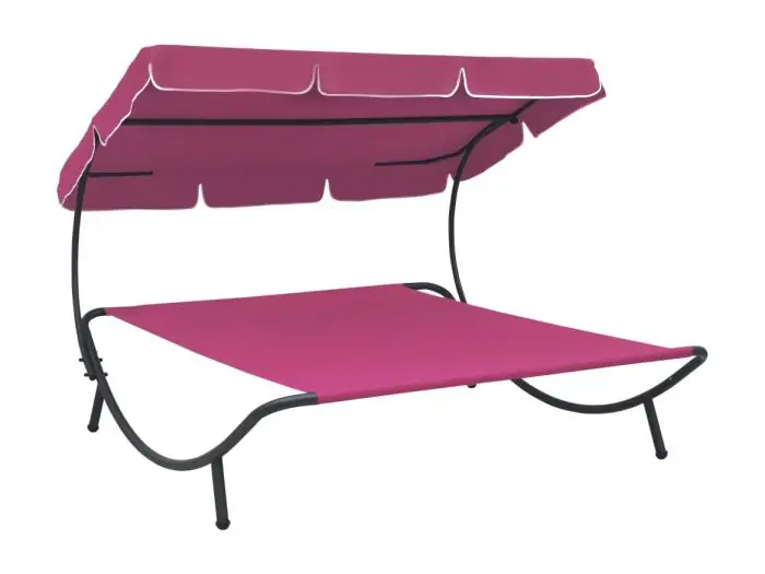 Buitendagbed met roze luifel