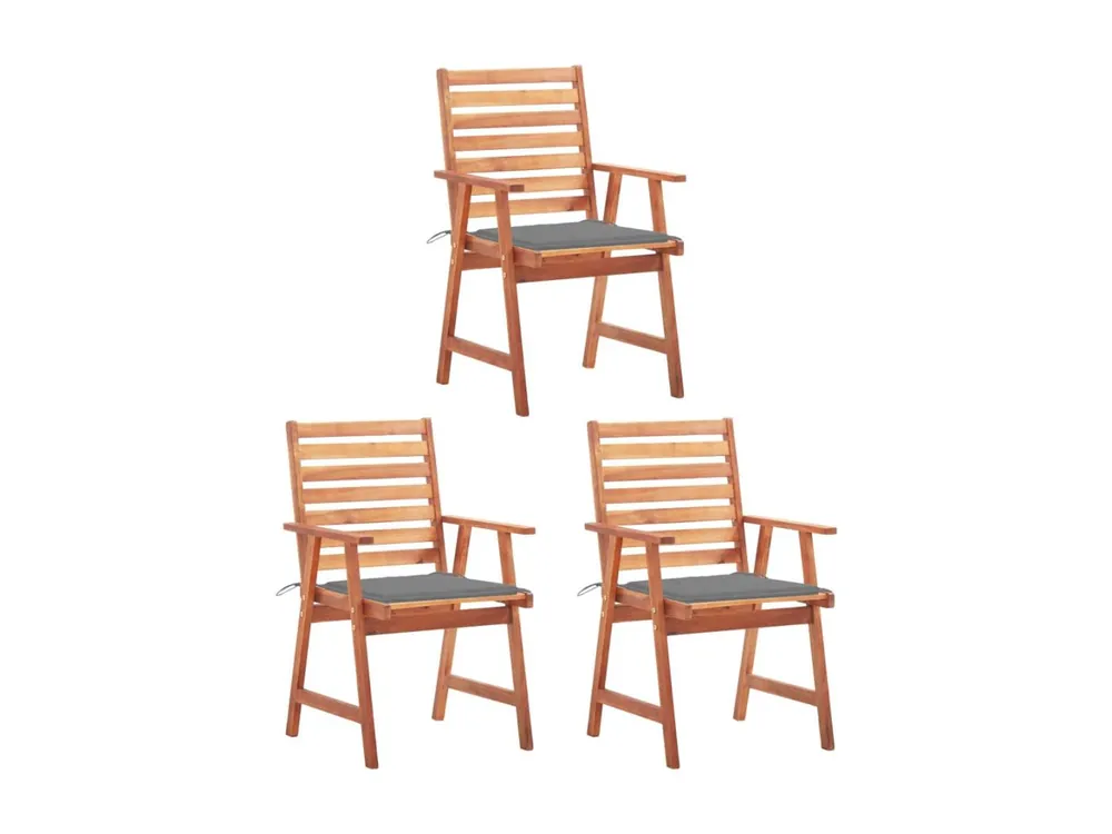 Set van 3 tuinstoelen en kussens van massief acaciahout