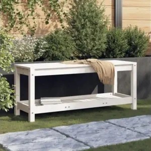 Witte tuinbank 108x35x45 cm massief grenenhout