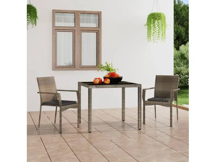 Tuinstoelen met kussens set van 2 Grijs geweven hars