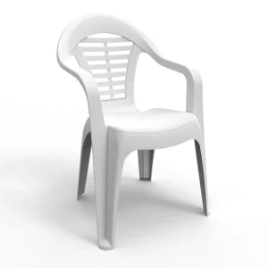 Witte tuinstoel van gerecycled hars SILLA - Comfortabel, modern design, licht en weerbestendig