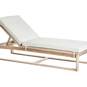 Ligstoel met kussen AZZANELLO Acaciahout Gebroken wit