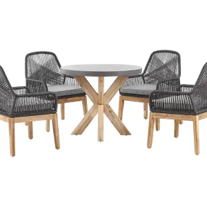 Tuinset 4-zitter OLBIA met kussens Beton Zwart