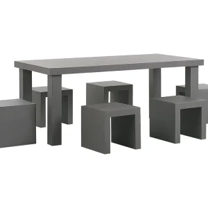 Tuinset met krukken 6-zitter TARANTO Beton Grijs