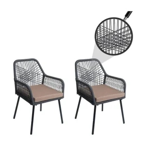 Tuinstoel MCW-O12 (set van 2),antraciet, hoes taupe