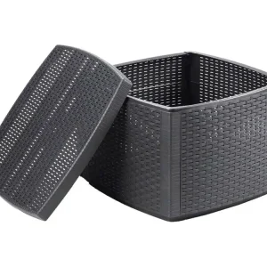 Dcupid salontafel voor buiten, multifunctionele opbergtafel, tafel met laag rotaneffect, 100% gemaakt in Itali?, 53x53h40 cm, antraciet