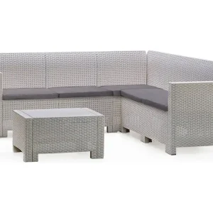 Dcorre outdoor loungeset, Tuinset met kussens, Rotan effect loungeset voor binnen en buiten, 100% Made in Italy, Wit