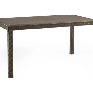 Debueh buitentafel, rechthoekige tuintafel, multifunctionele tuintafel met rotaneffect, 100% gemaakt in Itali?, 150x90h74 cm, bruin