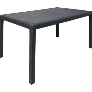 Portici buitentafel, Rechthoekige eettafel, Multifunctionele tuintafel met rotaneffect, 100% Made in Italy, 150x90h72 cm, Antraciet