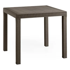 Dguidon buitentafel, Vaste vierkante tafel, Multifunctionele tuintafel met rotaneffect, 100% Made in Italy, 80x80h74 cm, Bruin