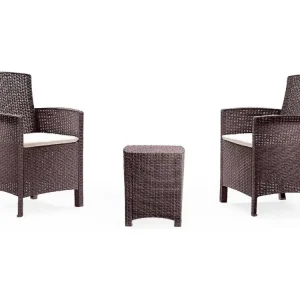 Dfre loungeset voor buiten, Tuinset met kussens, Loungeset voor binnen en buiten met rotaneffect, 100% Made in Italy, Bruin