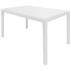 Portici buitentafel, Rechthoekige eettafel, Multifunctionele tuintafel met rotaneffect, 100% Made in Italy, 150x90h72 cm, Wit