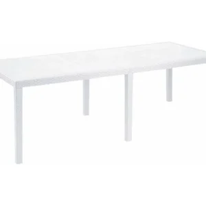 Roma buitentafel, Uitschuifbare rechthoekige eettafel, Uitschuifbare tuintafel met rotaneffect, 100% Made in Italy, 150x90h72 cm, Wit